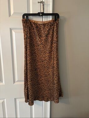 American Eagle Outfitters Leopard Print Midi Skirt in Tan and Black